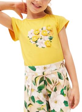 T-Shirt Mayoral Aplicações Amarelo para Menina
