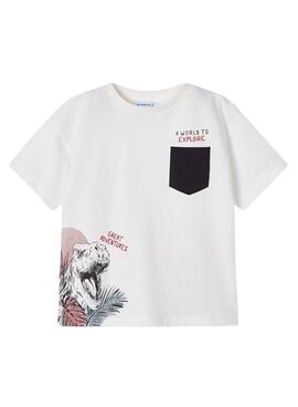 T-Shirt Mayoral Bolso Branco para Menino