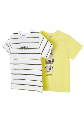 Set 2 T-Shirts Mayoral Amarelo e Branco Menino