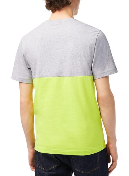 T-Shirt Lacoste Cor Block Cinza para Homem