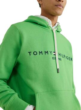 Sweat Tommy Hilfiger Logo Hoody Verde Homem