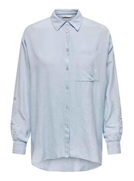 Camisa Only Willow Lino Azul para Mulher