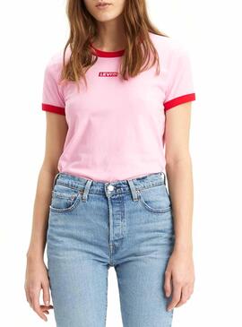 T-Shirt Levis Perfeito Ringer Rosa Mulher