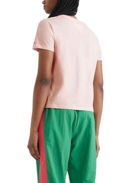 T-Shirt Tommy Jeans Serif Rosa para Mulher