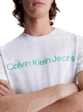 T-Shirt Calvin Klein Logo Slim Branco para Homem