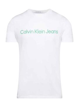 T-Shirt Calvin Klein Logo Slim Branco para Homem