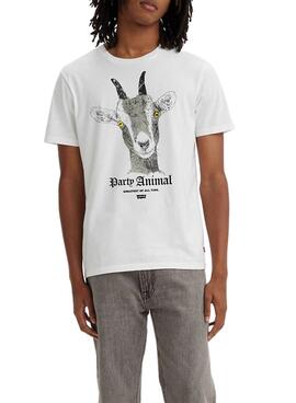 T-Shirt Levis Party Animal Branco para Homem