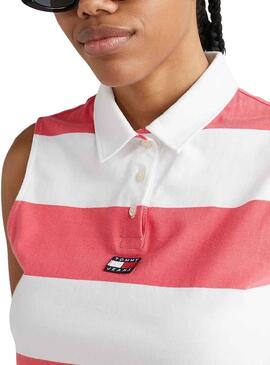 Polo Tommy Jeans Stripe Rosa para Mulher