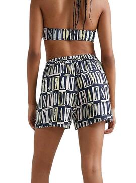 Shorts Tommy Jeans Spellout Azul Marinho para Mulher