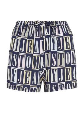 Shorts Tommy Jeans Spellout Azul Marinho para Mulher