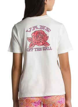 T-Shirt Vans Rosas Branco para Menina