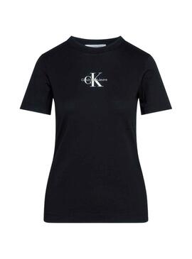 T-Shirt Calvin Klein Monologo Slim Preto Mulher