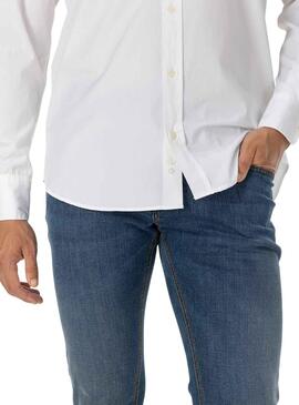Camisa El Pulpo Popelin Lisa Branco para Homem