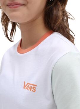 T-Shirt Vans Colorblock Crew Branco Menina