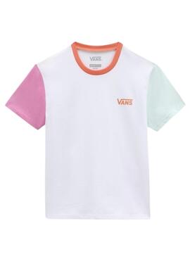 T-Shirt Vans Colorblock Crew Branco Menina
