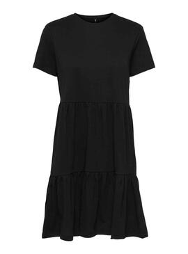 Vestido Only May Peplum Preto para Mulher