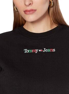 Sweat Tommy Jeans Linear Serif Preto Mulher