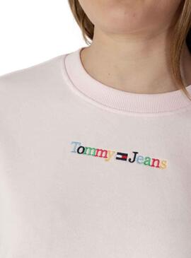 Sweat Tommy Jeans Crew Rosa para Mulher
