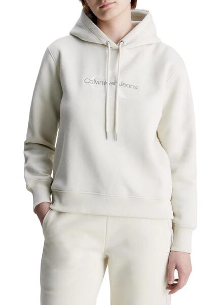 Calvin Klein Jeans BADGE HOODIE Bege - Entrega gratuita