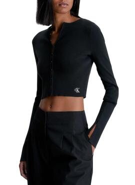 Cárdigan Calvin Klein Hook Preto para Mulher