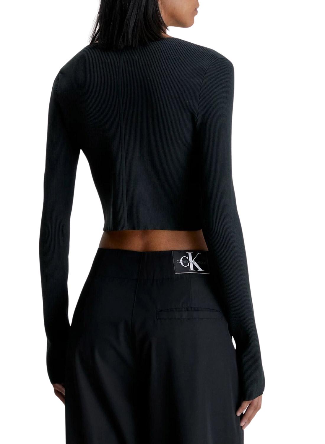 Cárdigan Calvin Klein Hook Preto para Mulher