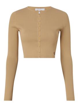 Cárdigan Calvin Klein Hook Camel para Mulher