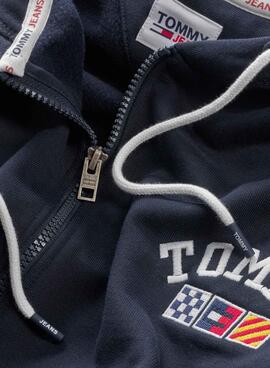 Sweat Tommy Jeans Zip Azul Marinho para Homem