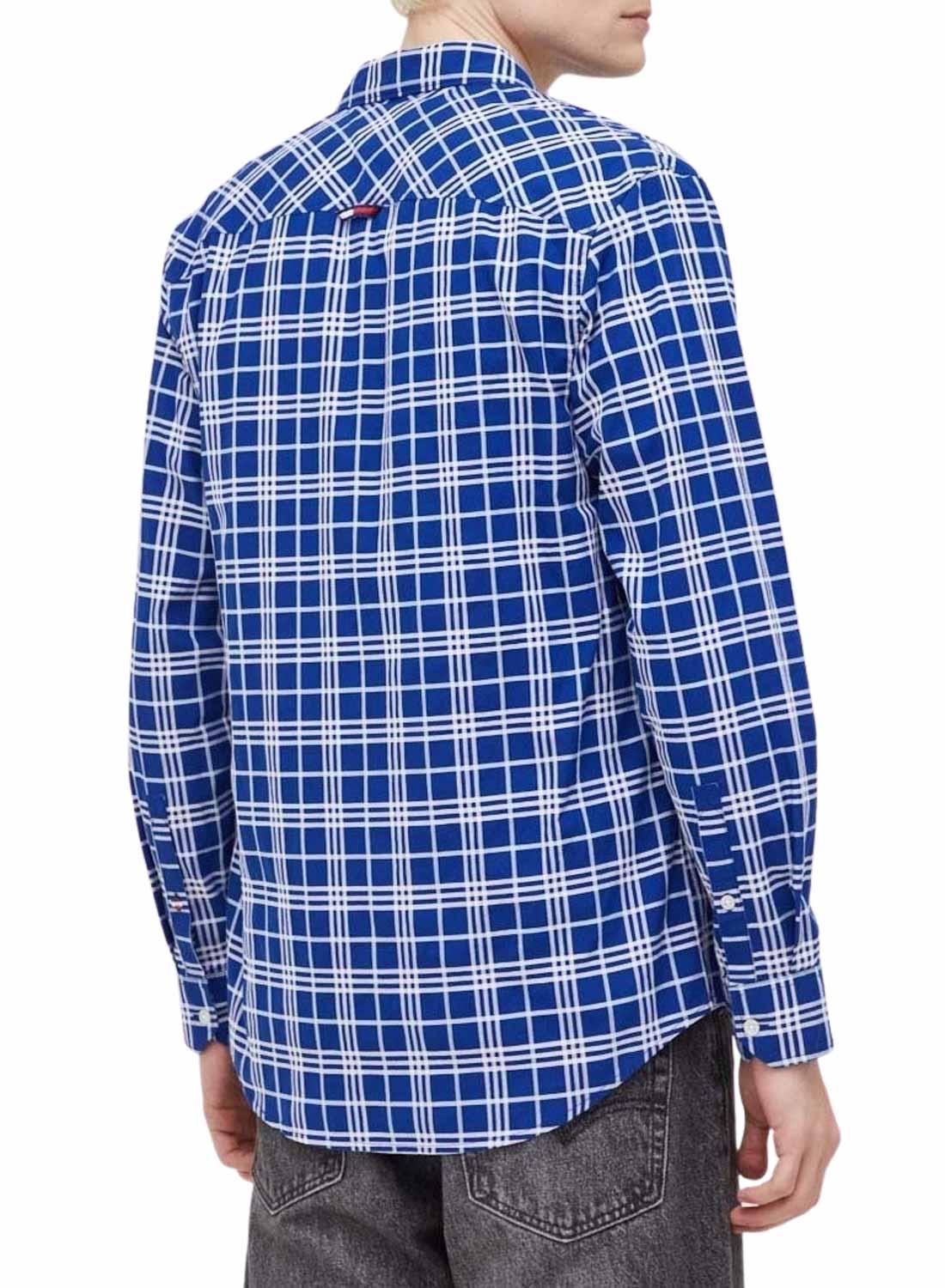 Camisa Tommy Jeans Small Check Azul para Homem