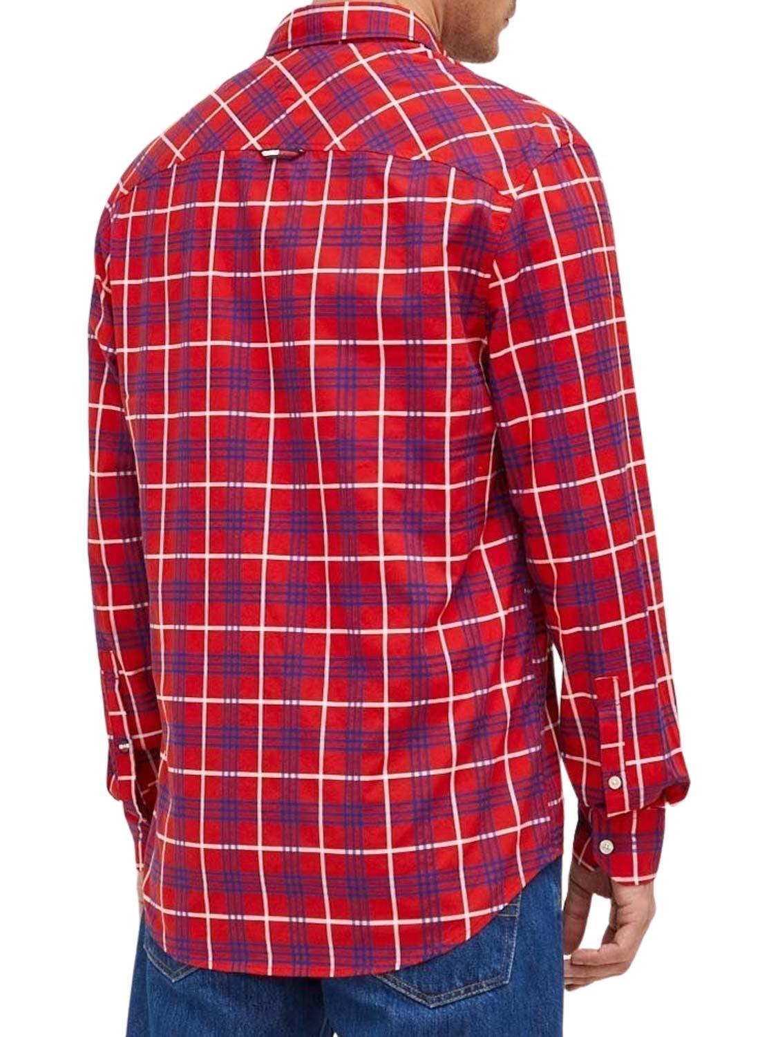 Camisa Tommy Jeans Small Check Vermelho para Homem