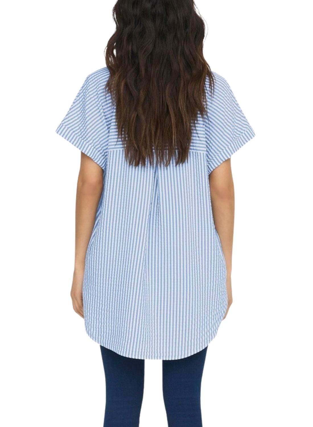 Camisa Only Fenna Listas Azul para Mulher