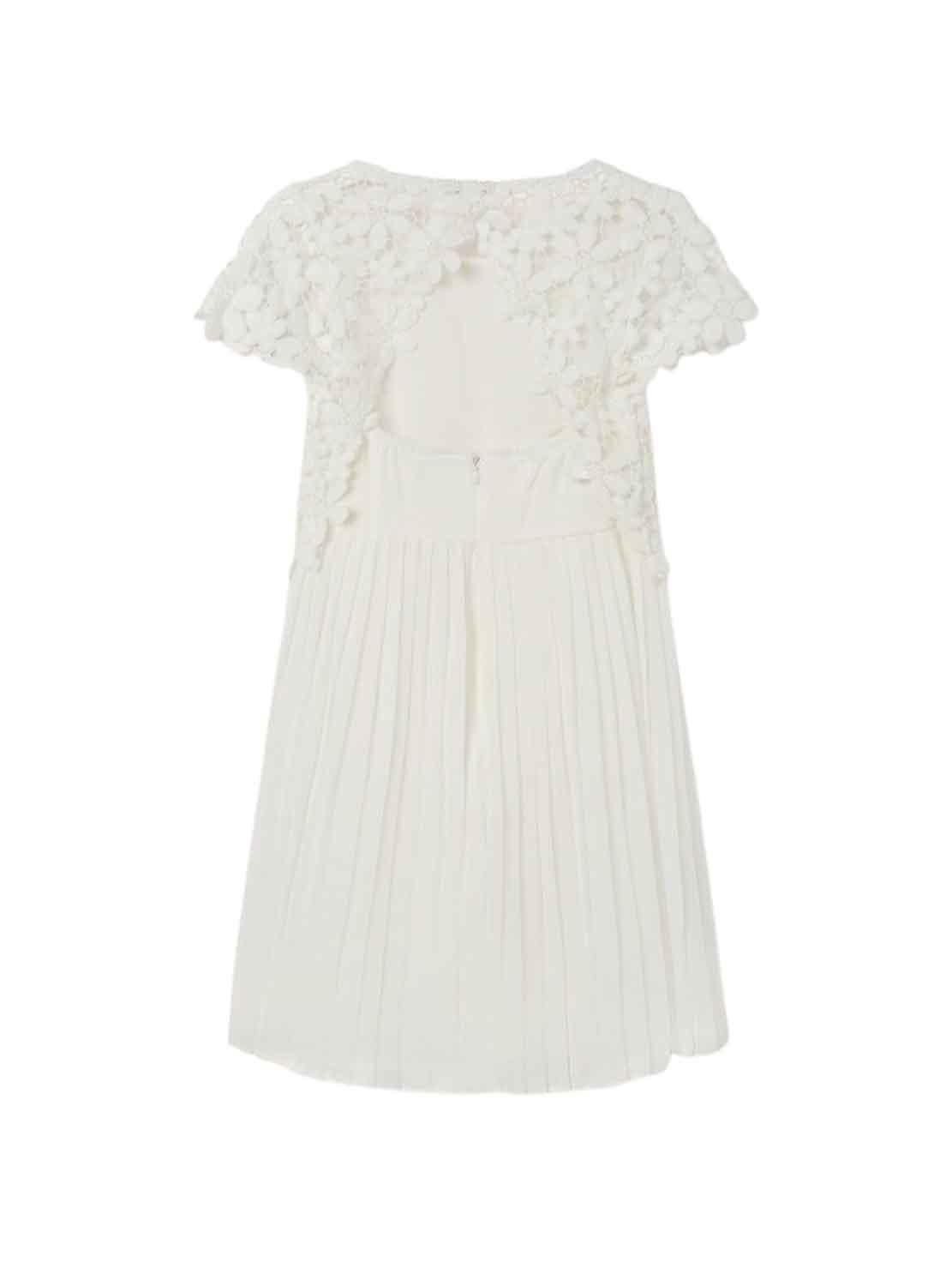 Vestido Mayoral Combinado Guipur Branco para Menina