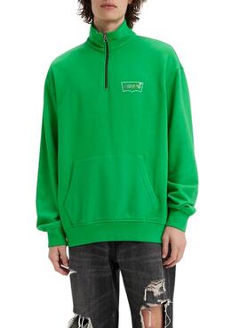 Sweat Levis Relaxed Graphic Zip Verde Homem