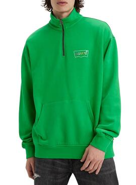 Sweat Levis Relaxed Graphic Zip Verde Homem