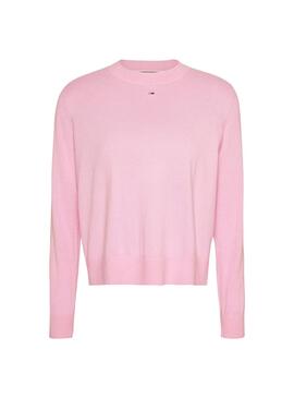 Camisola Tommy Jeans Essential Crew Rosa para Mulher