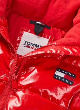 Casaca Tommy Jeans Badge Brilhante Vermelho para Mulher