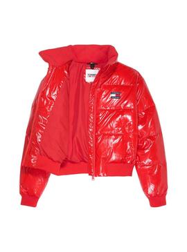 Casaca Tommy Jeans Badge Brilhante Vermelho para Mulher