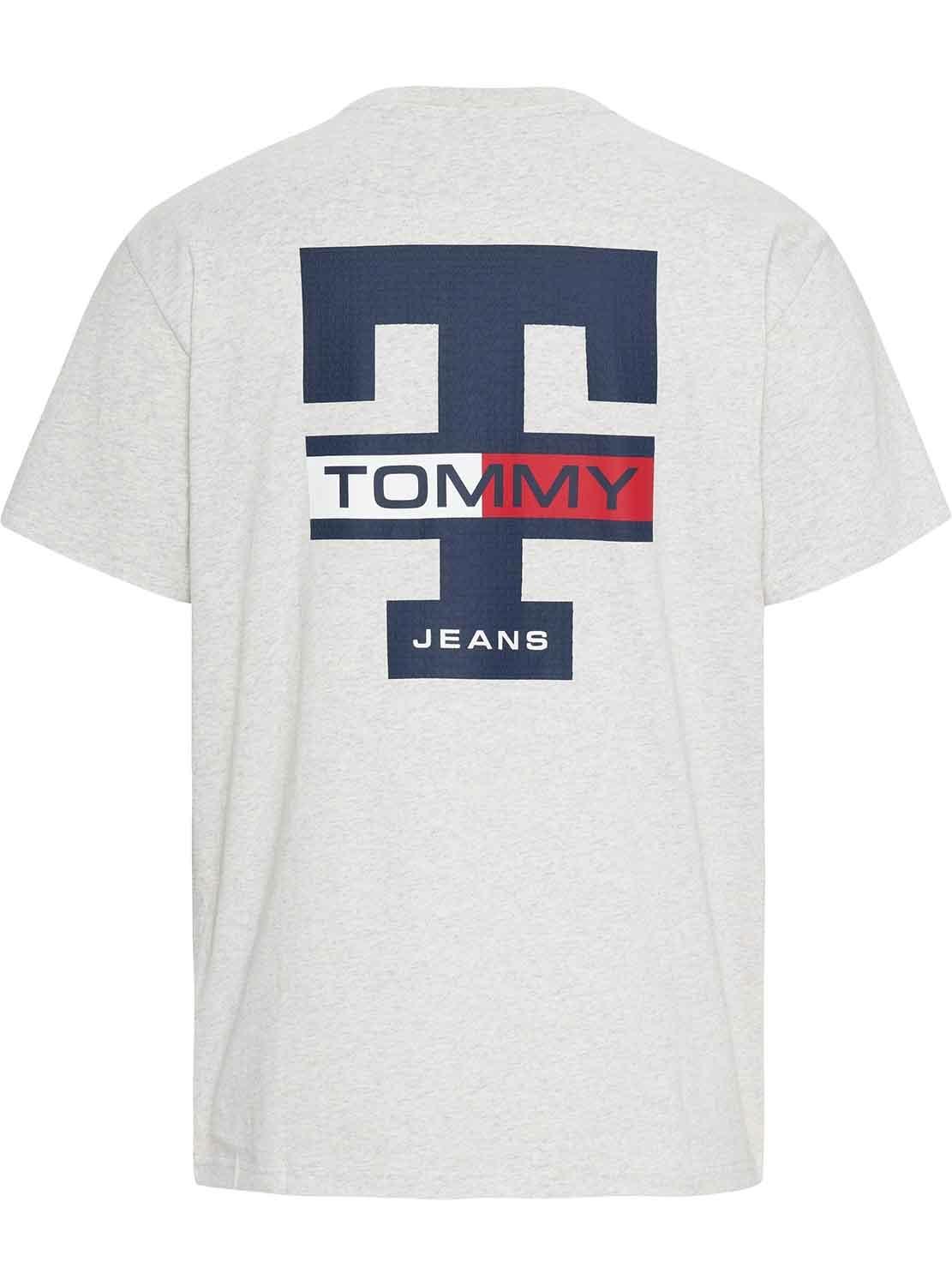 T-Shirt Tommy Jeans Letterman Cinza para Homem