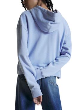 Sweat Tommy Jeans Relaxed Essential Azul Mulher