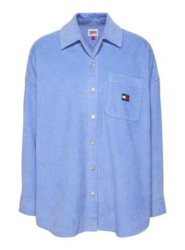 Overshirt Tommy Jeans Pop Cord Azul Mulher