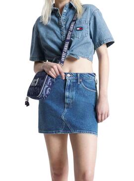 Saia Tommy Jeans Mini Izzie Denim para Mulher