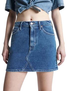 Saia Tommy Jeans Mini Izzie Denim para Mulher