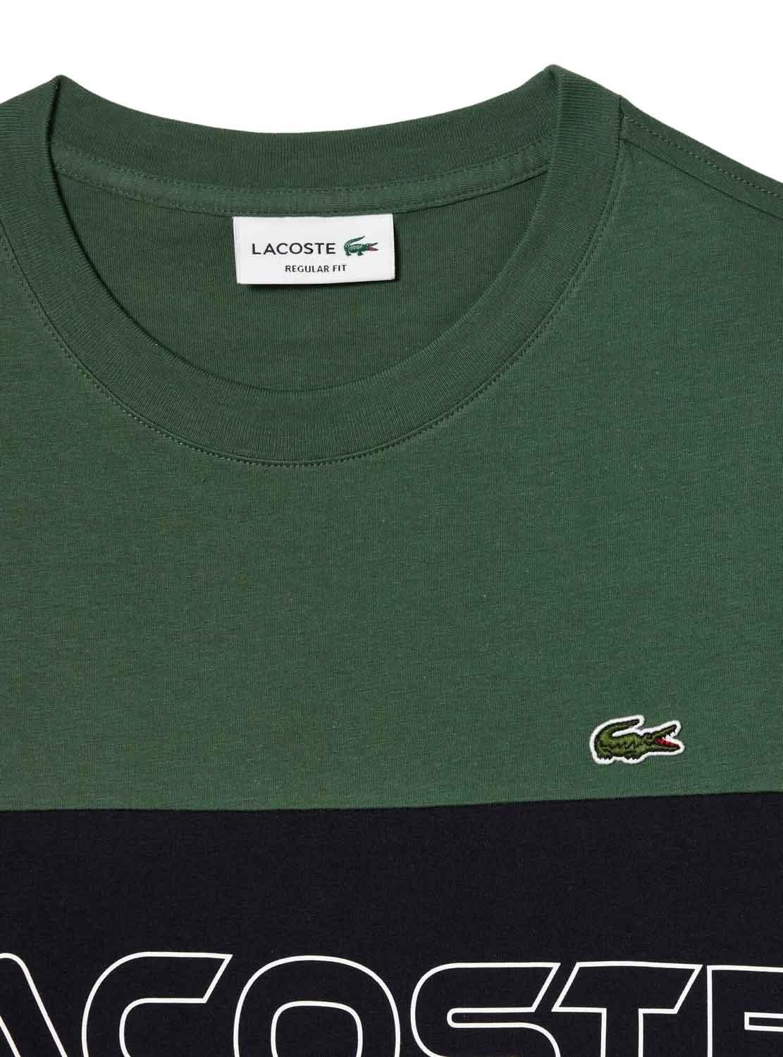 T-Shirt Lacoste Cor Block Verde para Homem