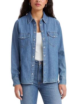 Camisa Levis Iconic Western Essential Azul Mulher