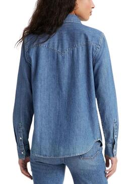 Camisa Levis Iconic Western Essential Azul Mulher