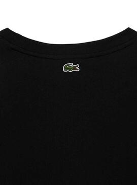 T-Shirt Lacoste Knitted Algodón Preto para Mulher