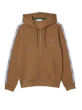 Sweat Lacoste Jogger Zíper Marrom Homem