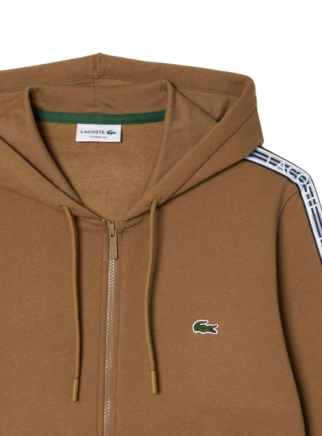 Sweat Lacoste Jogger Zíper Marrom Homem