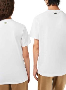 T-Shirt Lacoste Runs Large Branco Homem e Mulher