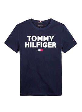 T-Shirt Tommy Hilfiger Logo Azul Marinho Menino