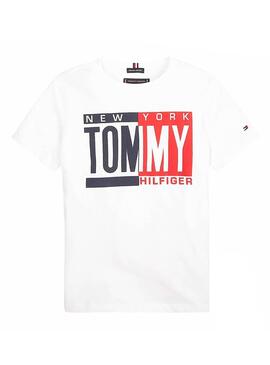 T-Shirt Tommy Hilfiger Puff Print Branco